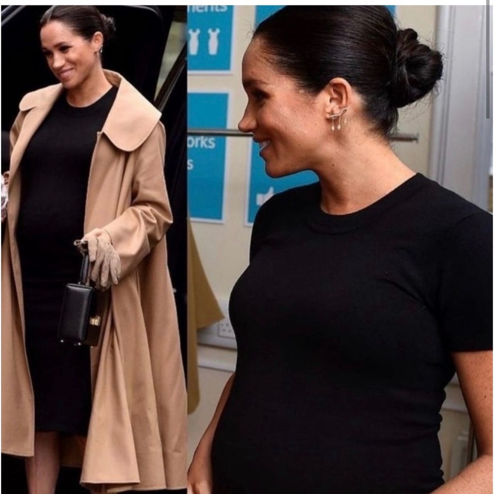 Hatch Eliza knit midi dress maternity black 2 medium minimalist casual preppy